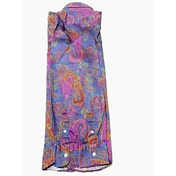 LRL Ralph Lauren Shirt Small Blue Purple Paisley Non Iron Button Up Cotton - Picture 8 of 9